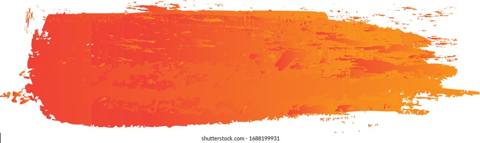 Trazo de brocha naranja aislado sobre fondo blanco. Trazo de pincel de moda para pintura de tinta roja, fondo grunge, banner de suciedad, diseño de acuarela y textura sucia. Ilustración vectorial de pincel