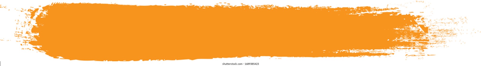 orangefarbener Pinselstrich einzeln auf weißem Hintergrund. Trendy Pinselstrich für orangefarbene Farben, farbige Kulissen, Schmutzbanner, Aquarellfarben und schmutzige Textur. Vektorillustration mit Pinselstrich