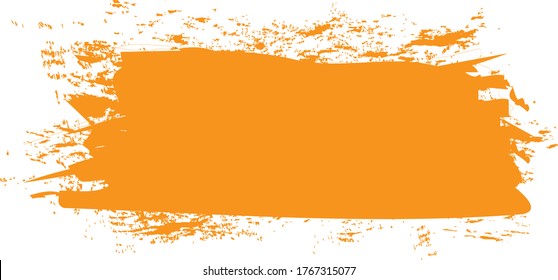 Orange brush stroke isolated on white background. Trendy brush stroke for orange ink paint, grunge backdrop, dirt banner, watercolor design and dirty texture. Brush stroke vector illustration