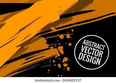 Orange brush stroke on black background. Japanese style. Vector illustration of grunge wave stains.Vector brushes illustration.