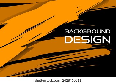Orange brush stroke on black background. Japanese style. Vector illustration of grunge wave stains.Vector brushes illustration.