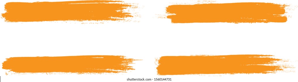 Orange brush stroke set isolated on white background.Trendy brush stroke for orange ink paint,grunge backdrop, dirt banner,watercolor design and dirty texture.Creative art concept, vector illustration