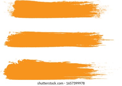 Orange brush stroke set isolated on white background. Trendy brush stroke for orange ink paint,grunge backdrop, dirt banner,watercolor design and dirty texture. Brush stroke vector illustration