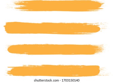 Orange brush stroke set isolated on white background.Trendy brush stroke vector for orange ink paint,grunge backdrop, dirt banner, watercolor design and dirty texture. Brush stroke vector illustration