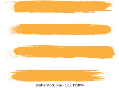 Orange brush stroke set isolated on white background.Trendy brush stroke vector for orange ink paint,grunge backdrop, dirt banner, watercolor design and dirty texture. Brush stroke vector illustration