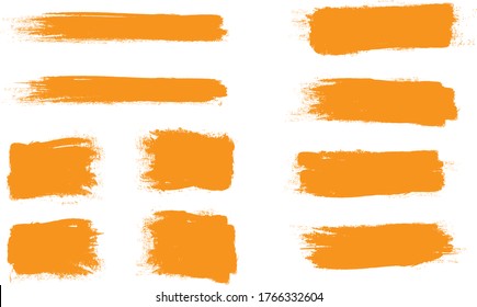 Orange Brush Stroke Set Isolated On Stock Vector (Royalty Free ...