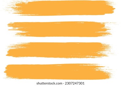 Orange brush stroke set isolated on background. Paint brush stroke vector for ink paint, grunge design element, dirt banner, watercolor design, dirty texture. Trendy brush stroke, vector illustration