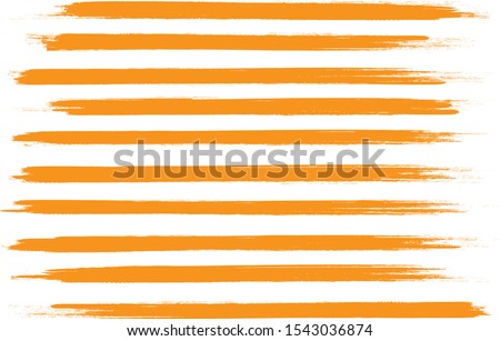 Orange brush stroke set isolated on white background.Trendy brush stroke for orange ink paint,grunge backdrop, dirt banner,watercolor design and dirty texture.Creative art concept, vector illustration