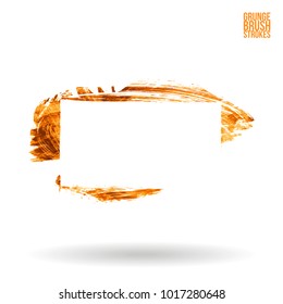 Orange brush stroke and texture. Grunge vector abstract hand - painted element. Underline and border design.