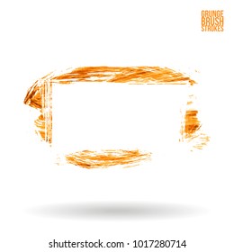 Orange brush stroke and texture. Grunge vector abstract hand - painted element. Underline and border design.