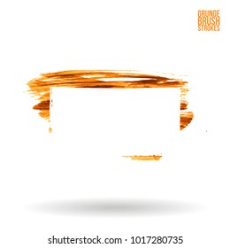 Orange brush stroke and texture. Grunge vector abstract hand - painted element. Underline and border design.