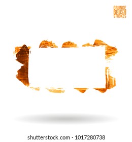Trazo y textura de pincel naranja. Grunge vectorial abstracto de mano - elemento pintado. Diseño de subrayado y borde.