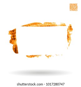Orange brush stroke and texture. Grunge vector abstract hand - painted element. Underline and border design.
