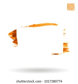 Orange brush stroke and texture. Grunge vector abstract hand - painted element. Underline and border design.