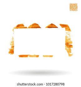 Orange brush stroke and texture. Grunge vector abstract hand - painted element. Underline and border design.