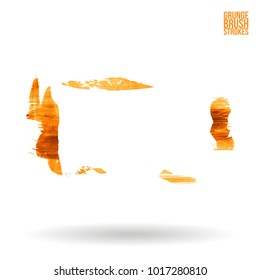Orange brush stroke and texture. Grunge vector abstract hand - painted element. Underline and border design.
