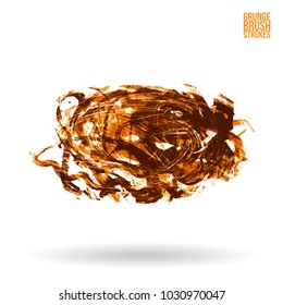 Orange brush stroke and texture. Grunge vector abstract hand - painted element. Underline and border design.