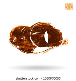 Orange brush stroke and texture. Grunge vector abstract hand - painted element. Underline and border design.