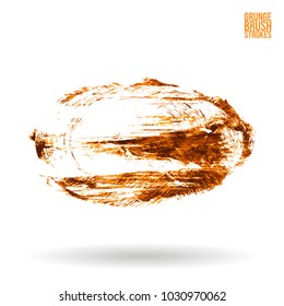 Orange brush stroke and texture. Grunge vector abstract hand - painted element. Underline and border design.