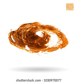 Orange brush stroke and texture. Grunge vector abstract hand - painted element. Underline and border design.