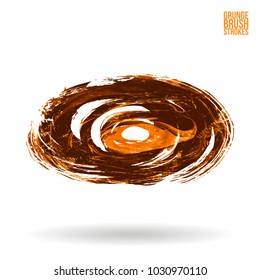 Orange brush stroke and texture. Grunge vector abstract hand - painted element. Underline and border design.