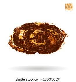 Orange brush stroke and texture. Grunge vector abstract hand - painted element. Underline and border design.