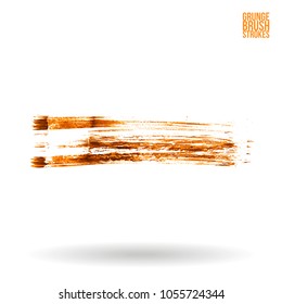 Orange brush stroke and texture. Grunge vector abstract hand - painted element. Underline and border design.