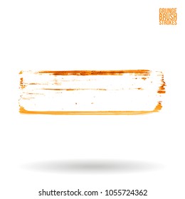Orange brush stroke and texture. Grunge vector abstract hand - painted element. Underline and border design.