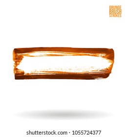 Orange brush stroke and texture. Grunge vector abstract hand - painted element. Underline and border design.