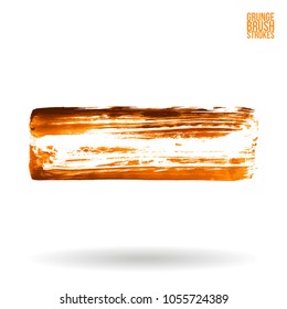 Orange brush stroke and texture. Grunge vector abstract hand - painted element. Underline and border design.