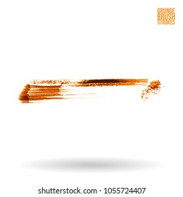 Orange brush stroke and texture. Grunge vector abstract hand - painted element. Underline and border design.