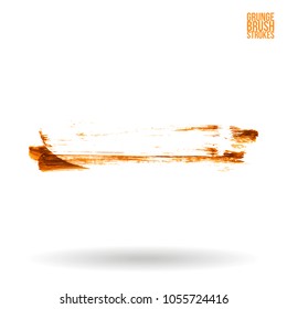 Orange brush stroke and texture. Grunge vector abstract hand - painted element. Underline and border design.