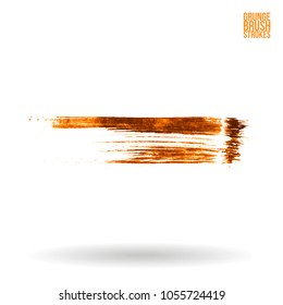 Orange brush stroke and texture. Grunge vector abstract hand - painted element. Underline and border design.