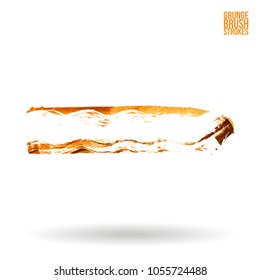 Orange brush stroke and texture. Grunge vector abstract hand - painted element. Underline and border design.