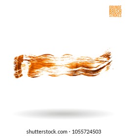 Orange brush stroke and texture. Grunge vector abstract hand - painted element. Underline and border design.