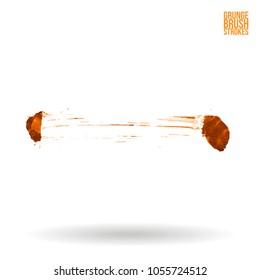 Orange brush stroke and texture. Grunge vector abstract hand - painted element. Underline and border design.