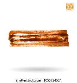 Orange brush stroke and texture. Grunge vector abstract hand - painted element. Underline and border design.