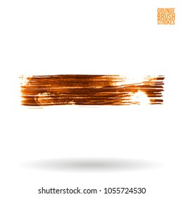 Orange brush stroke and texture. Grunge vector abstract hand - painted element. Underline and border design.