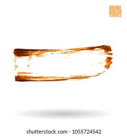 Orange brush stroke and texture. Grunge vector abstract hand - painted element. Underline and border design.