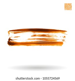 Orange brush stroke and texture. Grunge vector abstract hand - painted element. Underline and border design.