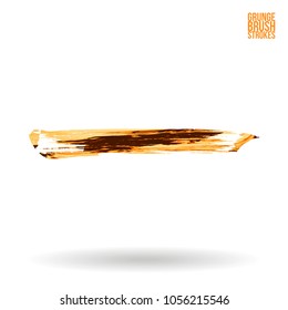 Orange brush stroke and texture. Grunge vector abstract hand - painted element. Underline and border design.