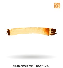 Orange brush stroke and texture. Grunge vector abstract hand - painted element. Underline and border design.