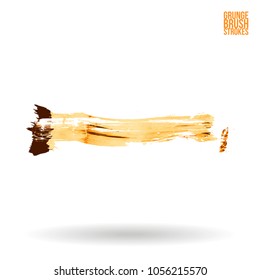 Orange brush stroke and texture. Grunge vector abstract hand - painted element. Underline and border design.