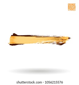Orange brush stroke and texture. Grunge vector abstract hand - painted element. Underline and border design.