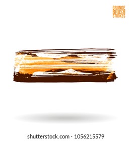 Orange brush stroke and texture. Grunge vector abstract hand - painted element. Underline and border design.