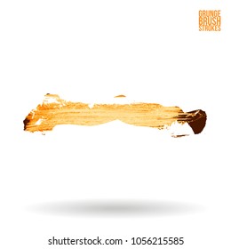Orange brush stroke and texture. Grunge vector abstract hand - painted element. Underline and border design.