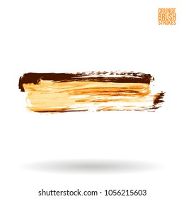 Orange brush stroke and texture. Grunge vector abstract hand - painted element. Underline and border design.