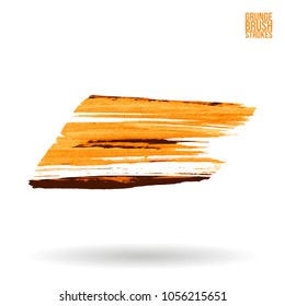 Orange brush stroke and texture. Grunge vector abstract hand - painted element. Underline and border design.