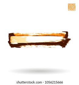 Orange brush stroke and texture. Grunge vector abstract hand - painted element. Underline and border design.
