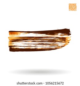 Orange brush stroke and texture. Grunge vector abstract hand - painted element. Underline and border design.
